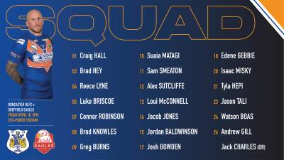 SQUAD ANNOUCEMENT | Doncaster RLFC v Sheffield Eagles