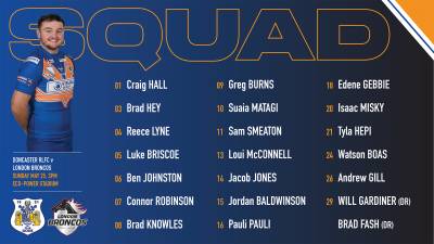 SQUAD ANNOUNCEMENT | Doncaster RLFC v London Broncos